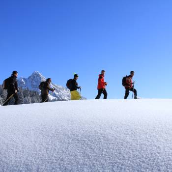 Schneeschuhwandern Panorama Grän Tannheim